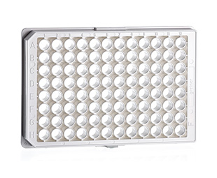 Greiner Bio-One - Plaat, 96w, F-bodem, µClear®, schoorsteen, wit - 655095