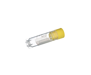 CRYO.S, 2 ML, PP, ROUND BOTTOM, INTERNAL THREAD, YELLOW SCREW CAP, WITH WRITING AREA, WITH STARFOOT, NATURAL, STERILE,