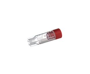 CRYO.S, 1 ML, PP, CONICAL BOTTOM, INTERNAL THREAD, RED SCREW CAP, WITH WRITING AREA, STARFOOT, NATURAL,