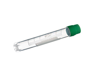 CRYO.S, 4,0 ML, PP, ROUND BOTTOM, EXTERNAL THREAD, GREEN SCREW CAP, WITH WRITING AREA, STARFOOT, NATURAL,