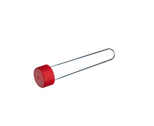 CELL CULTURE TUBE, 12 ML, PS, ROUND BOTTOM, 17,0 X 100 MM, WITH RED SCREW CAP, CRYSTAL-CLEAR, STERILE, 5 PIECES