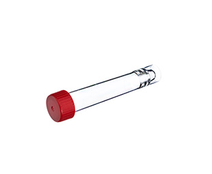 CELL CULTURE TUBE, 12 ML, PS, ROUND BOTTOM, 16,8X100 MM, WITH RED BAYONET CAP, WITH SUPPORT SKIRT, CRYSTAL-CLEAR,