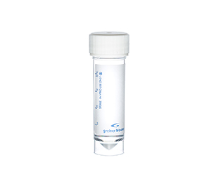 MULTIPURPOSE CONTAINER, 20 ML, PS, 24 X 90 MM, CONICAL BOTTOM, WITH WHITE SCREW CAP, CRYSTAL-CLEAR, WITH SUPPORT SKIRT,