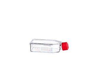 CELL CULTURE FLASK, 50 ML, 25 CM², PS, SCREW CAP RED, CLEAR, WITH MEASURING GRID, STERILE, 10 PCS./BAG
